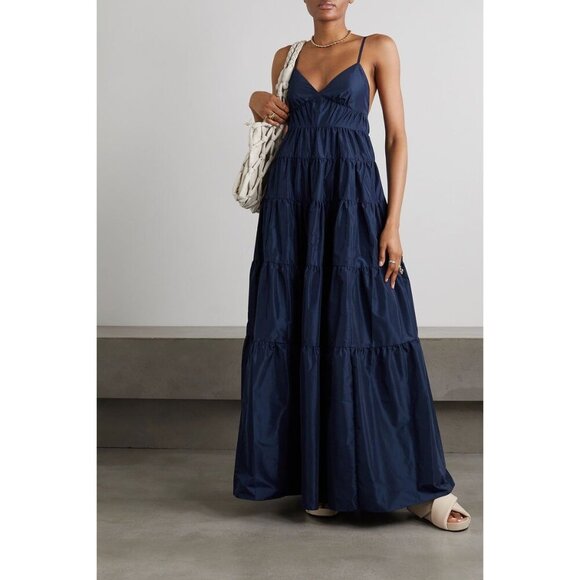 New  STAUD Ripley Dress a navy Taffeta Sz XL Retails $495 - Picture 3 of 7